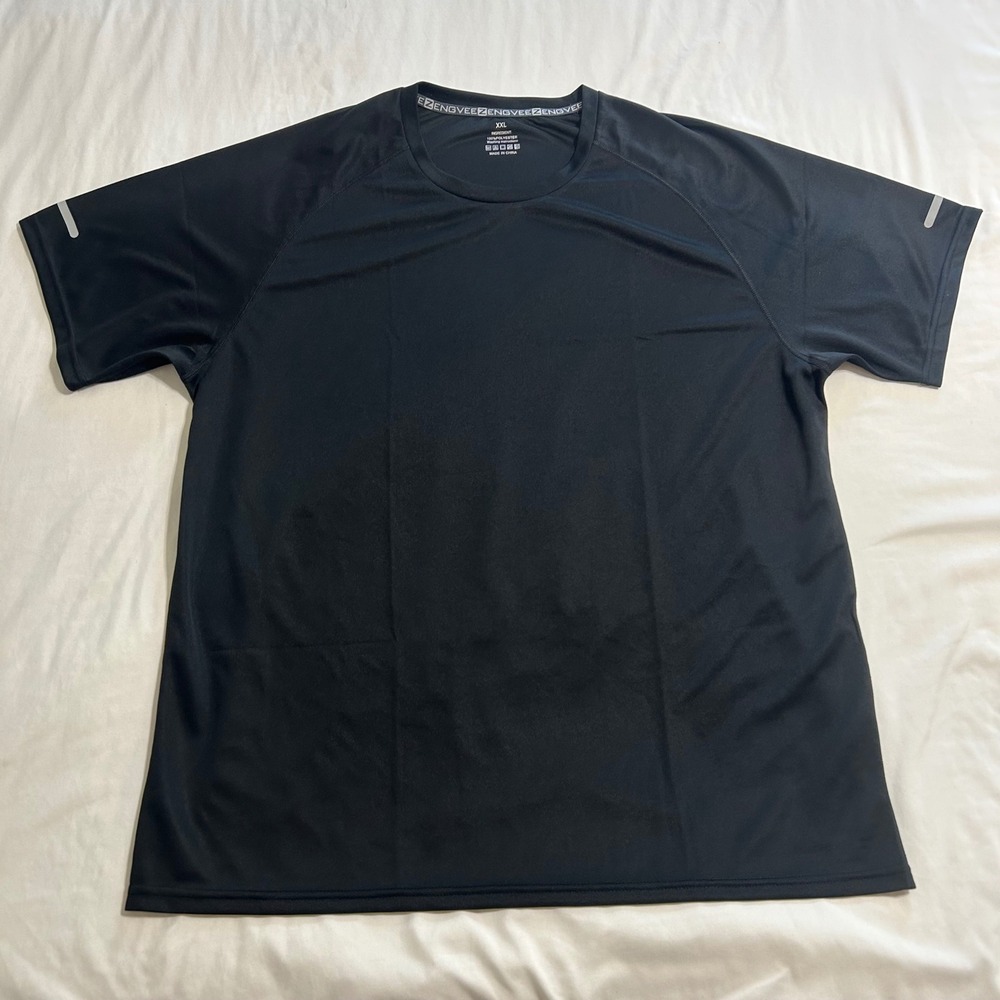 Zengvee Mens XXL Black Performance T-Shirt Reflective Running Gym‎ Athletic Top